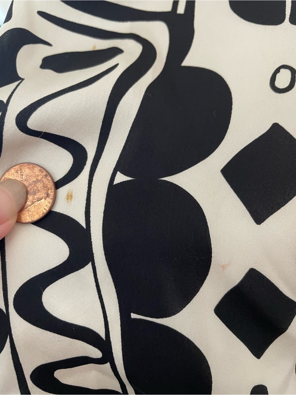 100% Silk Valerie Stevens Black & White Geometric Abstract Godet Panel Skirt - Picture 10 of 12